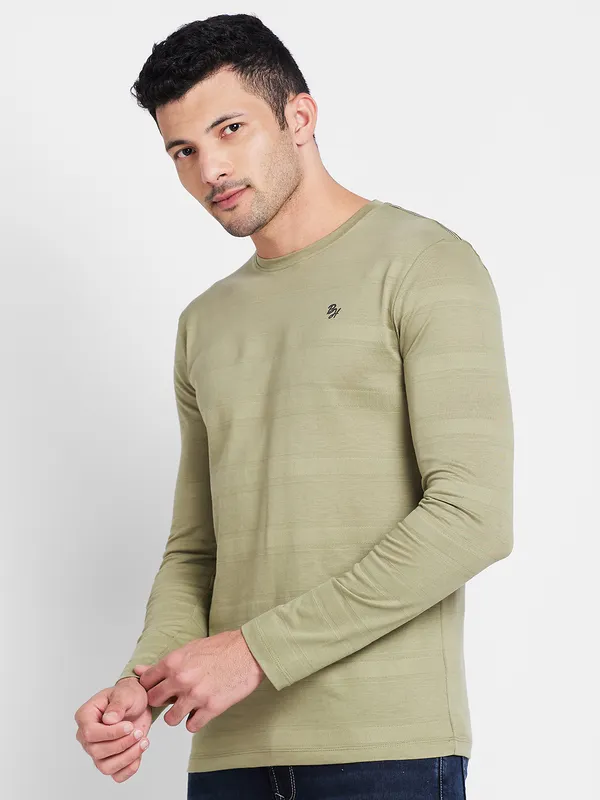 Being Human Clothing Men Regular Fit Crew Neck T-Shirts-Olive