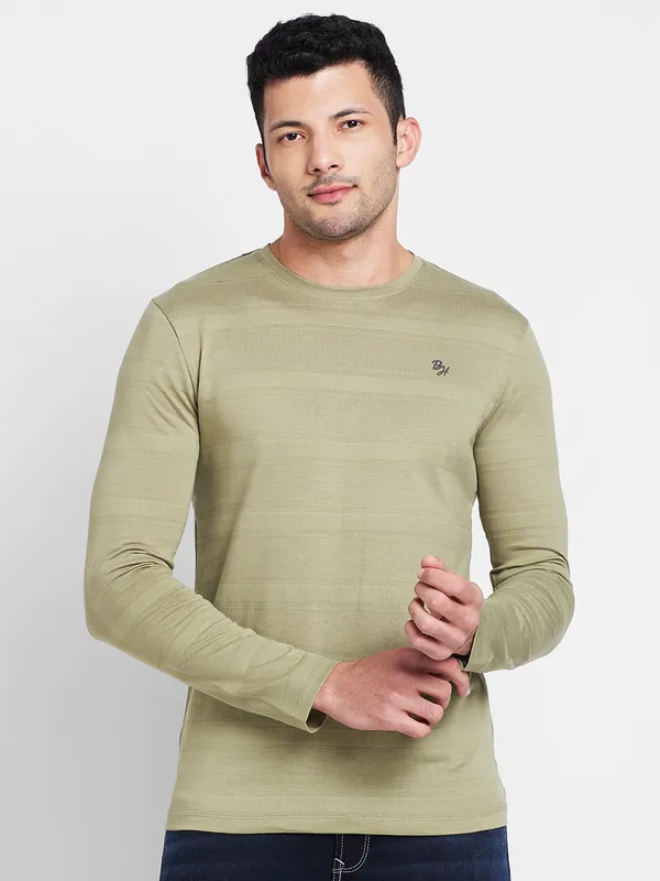 Being Human Clothing Men Regular Fit Crew Neck T-Shirts-Olive