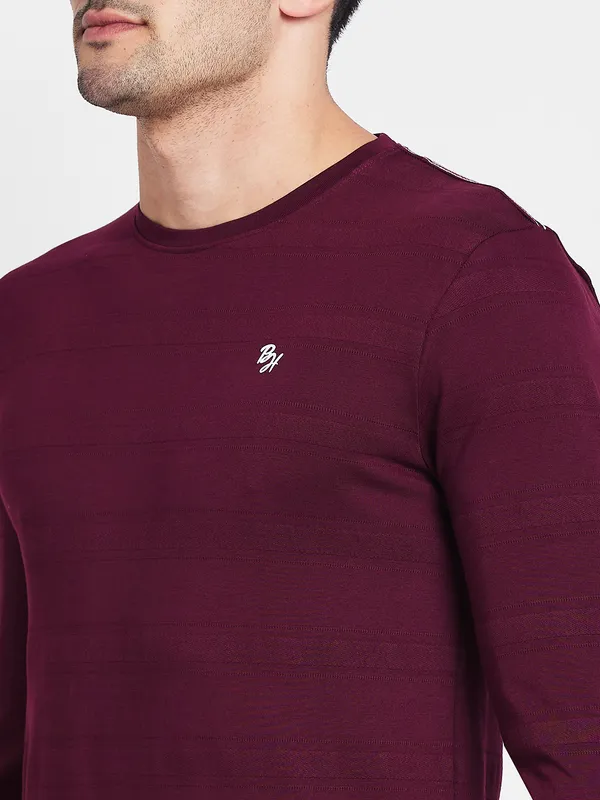 Being Human Clothing Men Regular Fit Crew Neck T-Shirts-Wine