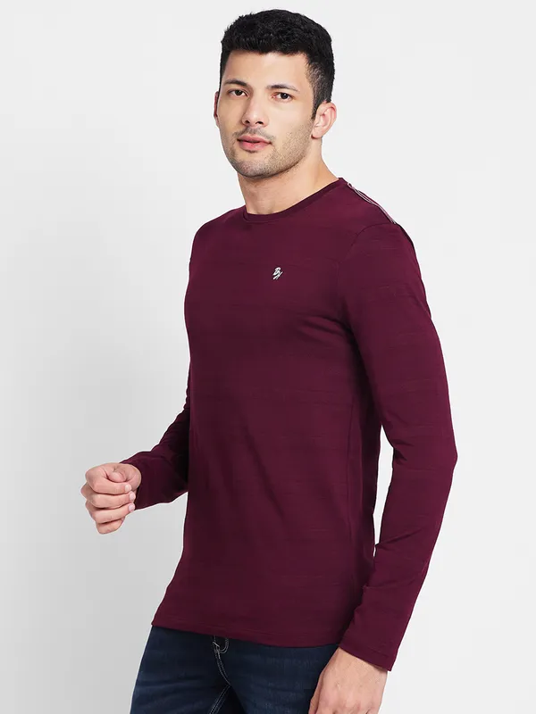 Being Human Clothing Men Regular Fit Crew Neck T-Shirts-Wine