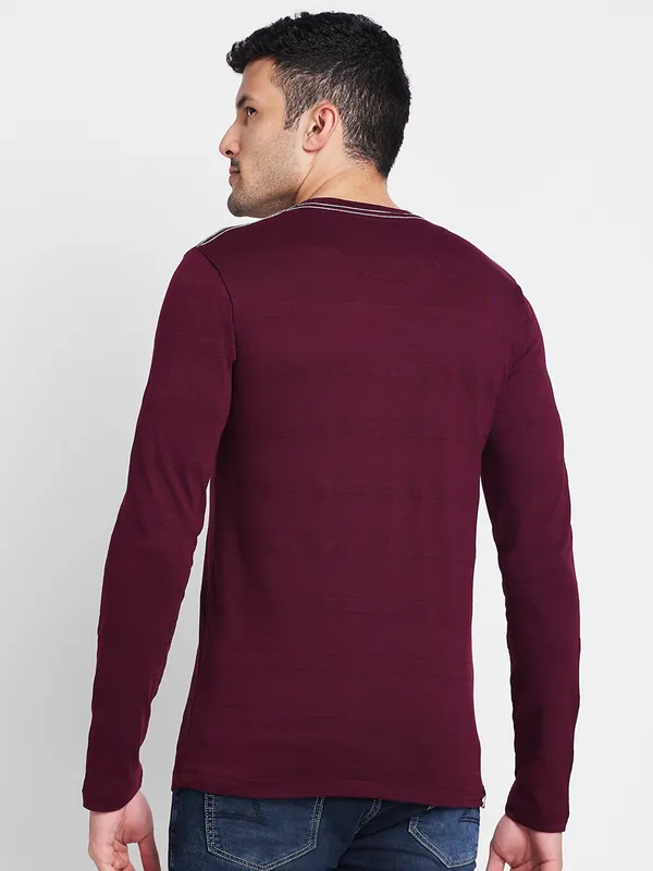 Being Human Clothing Men Regular Fit Crew Neck T-Shirts-Wine