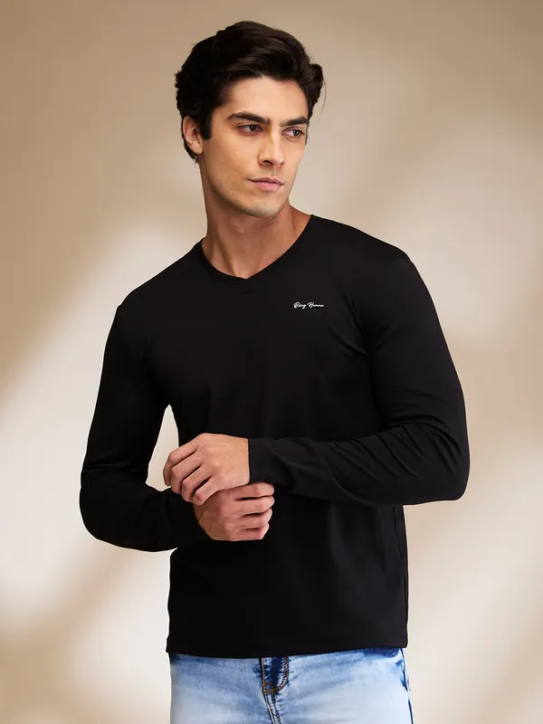 Being Human Mens-Top Crew Neck Black