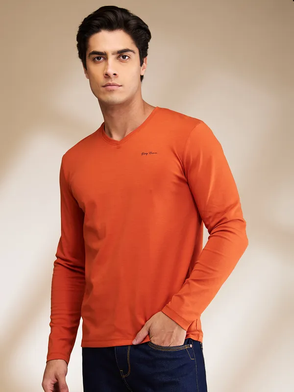 Being Human Mens-Top Crew Neck Rust