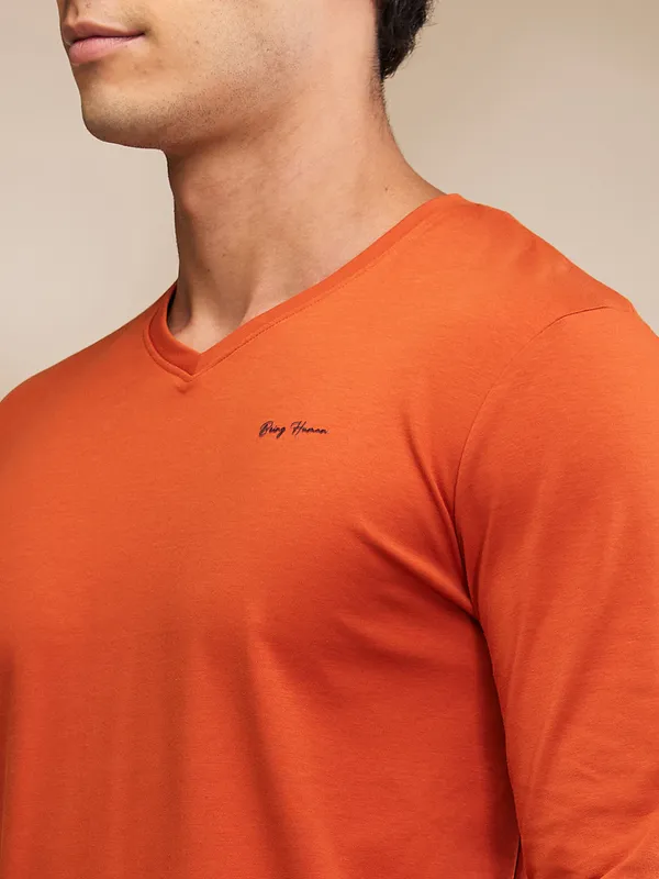 Being Human Mens-Top Crew Neck Rust