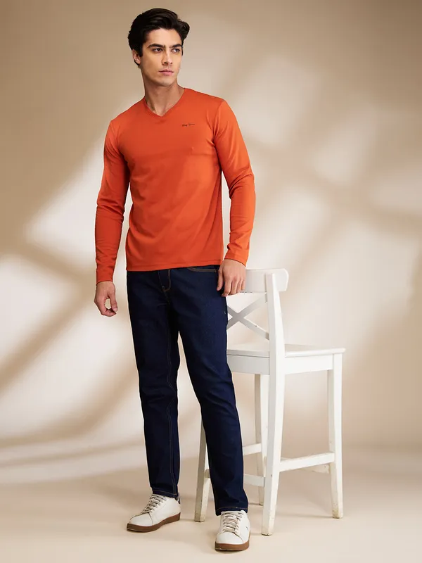 Being Human Mens-Top Crew Neck Rust