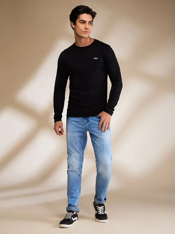 Being Human Clothing Mens-Top Crew Neck Black