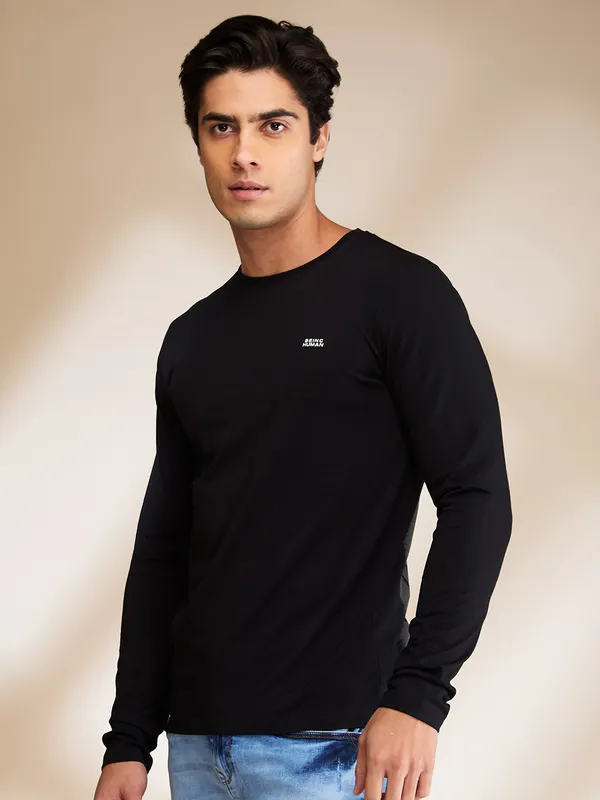 Being Human Clothing Mens-Top Crew Neck Black