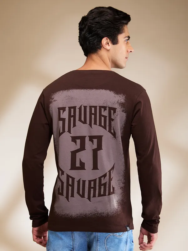 Being Human Clothing Mens-Top Crew Neck Coffee