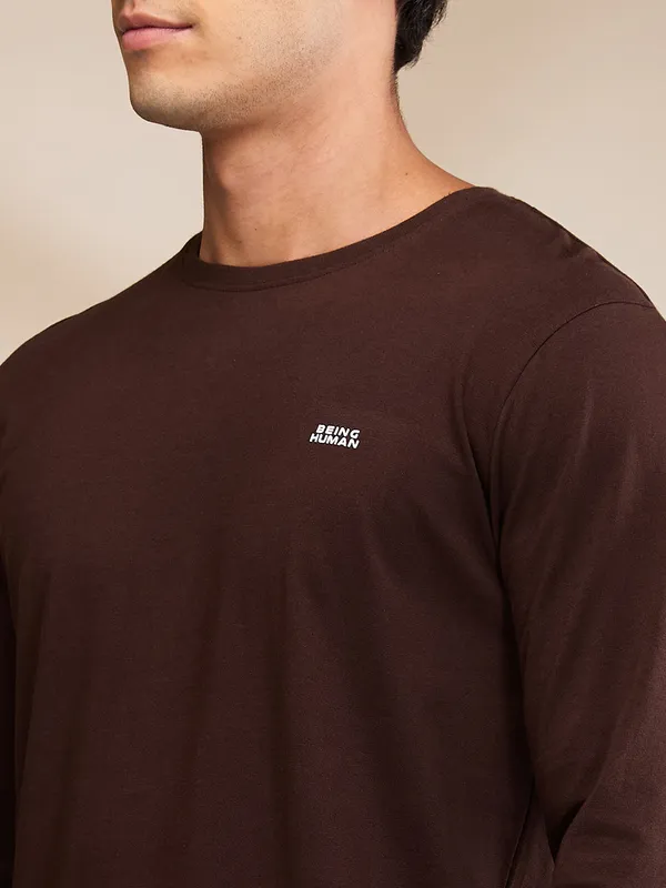 Being Human Clothing Mens-Top Crew Neck Coffee