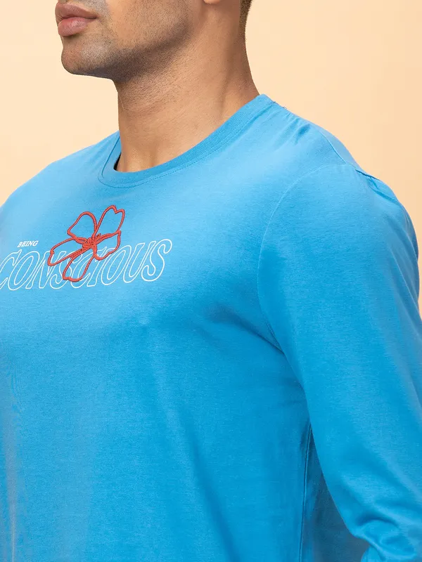 Being Human Mens-Top Crew Neck Blue