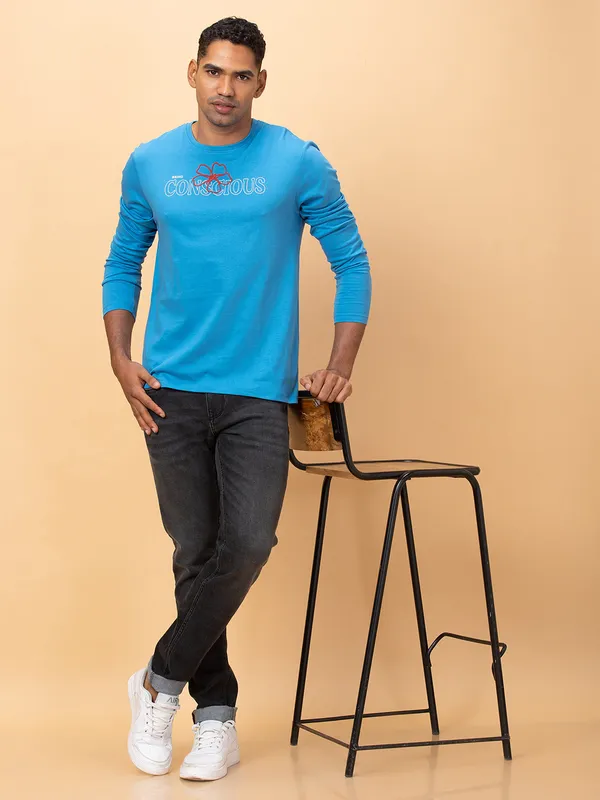 Being Human Mens-Top Crew Neck Blue