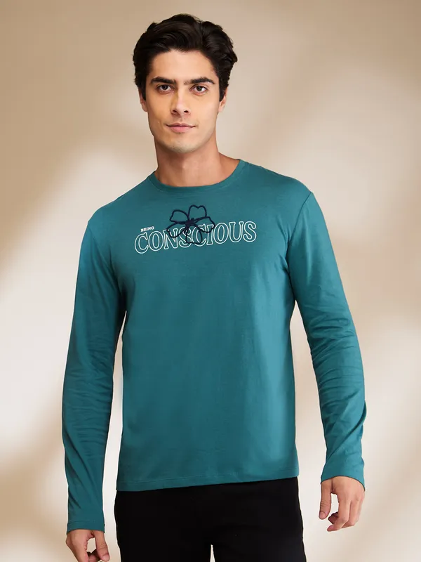 Being Human Mens-Top Crew Neck Deep Emerald
