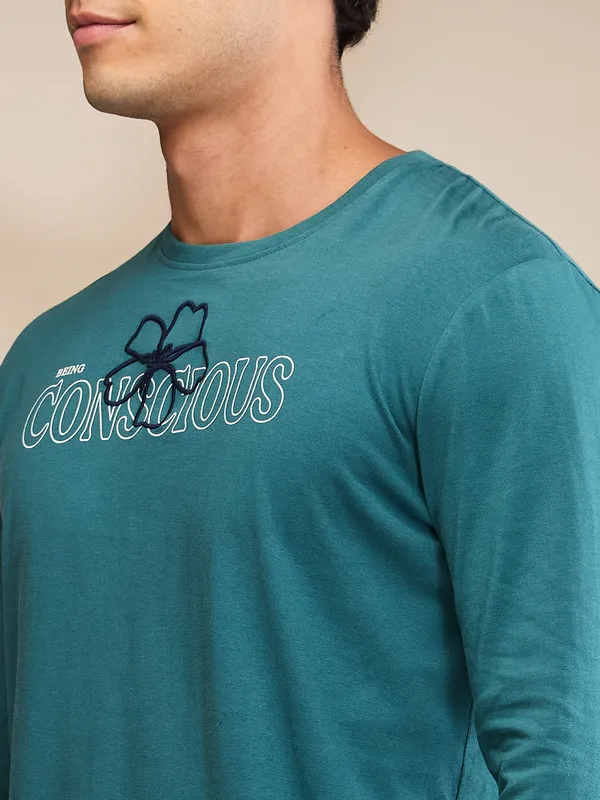 Being Human Mens-Top Crew Neck Deep Emerald