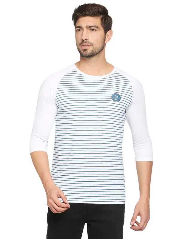 Being Human Reglan 3/4 Slv Men Crew Neck T-Shirts-White