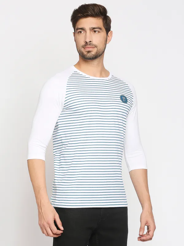 Being Human Reglan 3/4 Slv Men Crew Neck T-Shirts-White