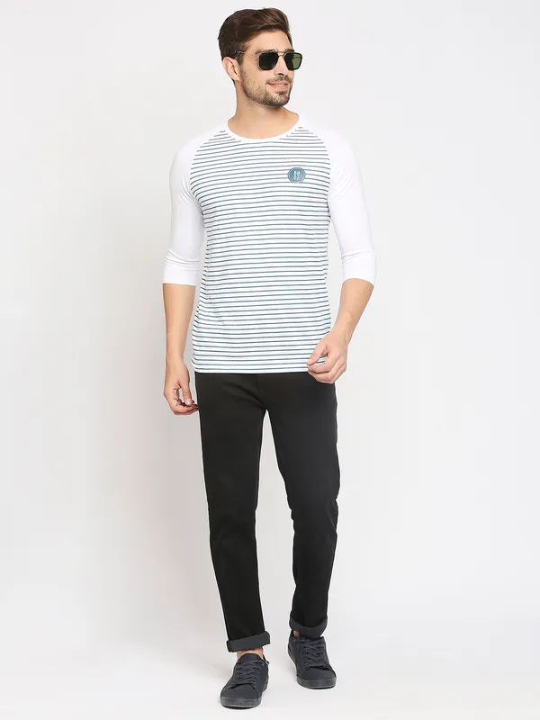 Being Human Reglan 3/4 Slv Men Crew Neck T-Shirts-White