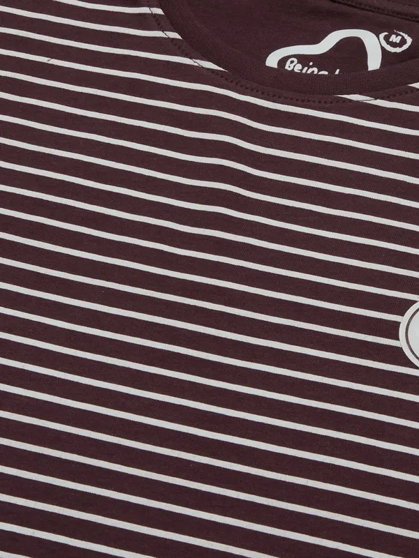 Being Human Clothing Men Reglan 3/4 SlvCrew Neck T-Shirts-Wine
