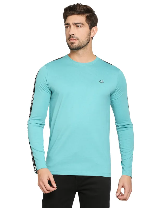 Being Human Clothing Men Regular Fit Crew Neck T-Shirts-Aqua