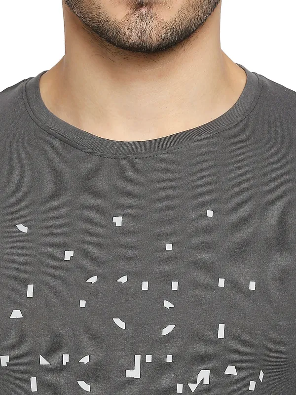 Being Human Clothing Men Raglan Fit Crew Neck T-Shirts-Charcoal