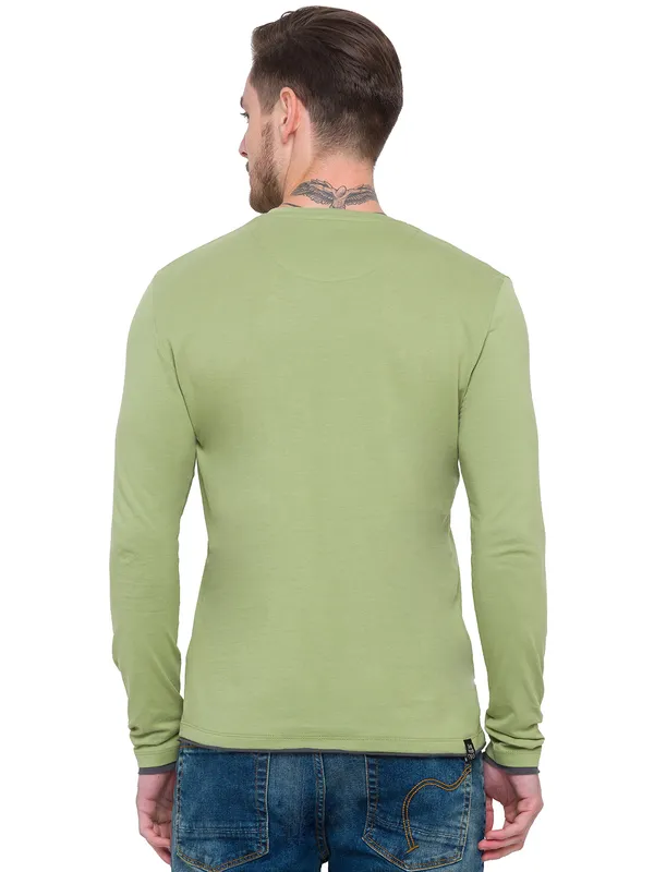 Being Human Clothing Men Raglan Fit Crew Neck T-Shirts-Sage
