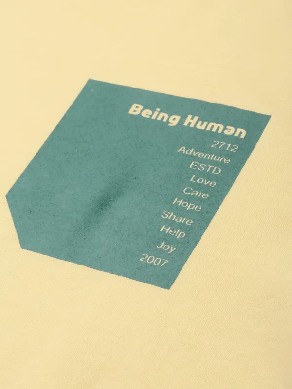 Being Human Clothing Men Raglan Fit Crew Neck T-Shirts-Yellow