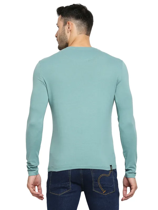 Being Human Clothing Men Raglan Fit Crew Neck T-Shirts-Dusty Green