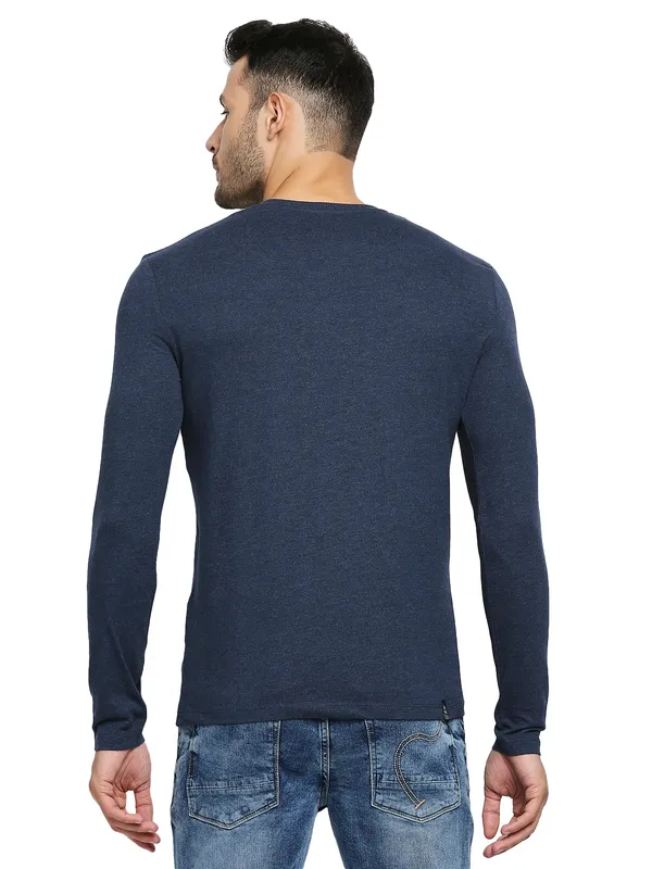 Being Human Clothing Men Raglan Fit Crew Neck T-Shirts-Navy Melange