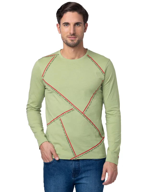 Being Human Regular Fit Men Crew Neck T-Shirts-Tarragon