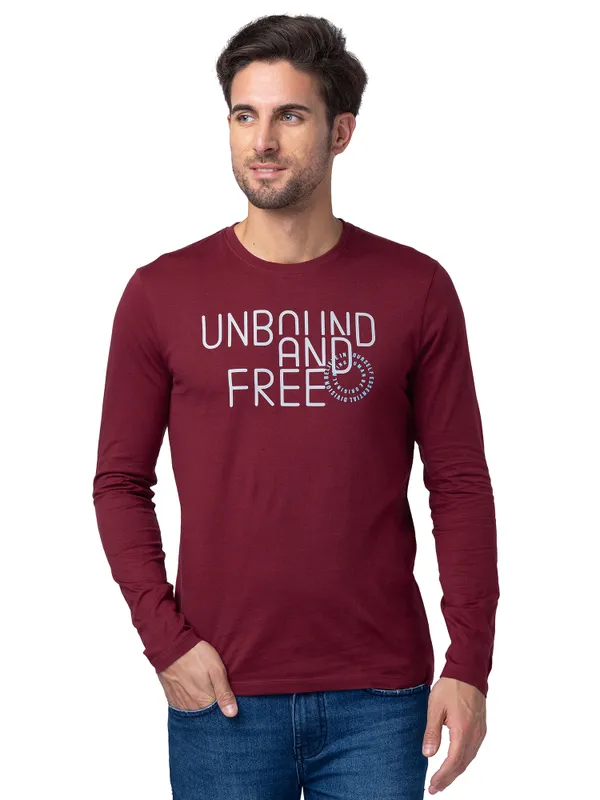 Being Human Regular Fit Men Crew Neck T-Shirts-Zinfandel