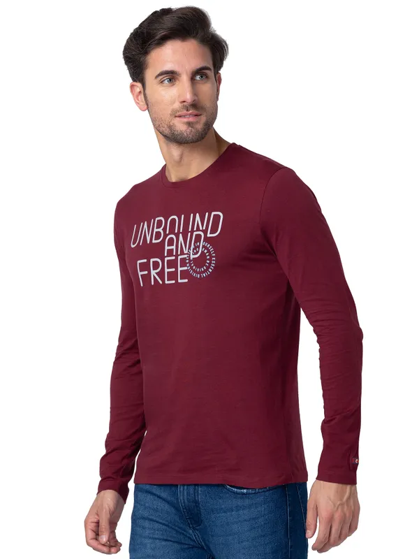 Being Human Regular Fit Men Crew Neck T-Shirts-Zinfandel