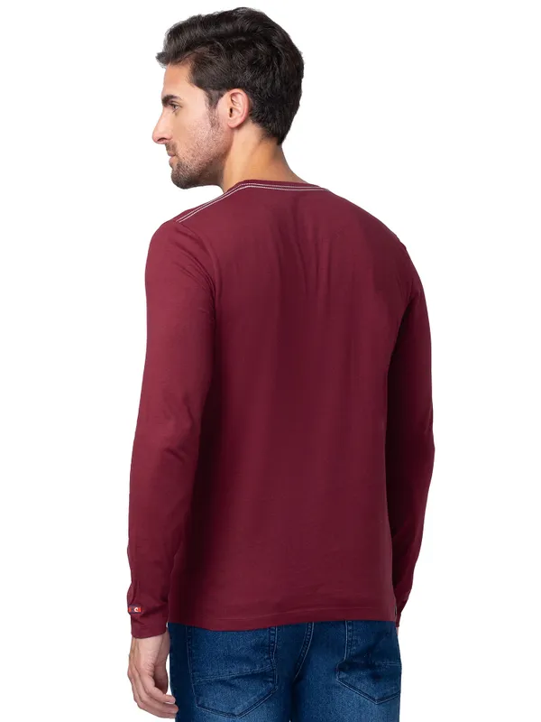 Being Human Regular Fit Men Crew Neck T-Shirts-Zinfandel