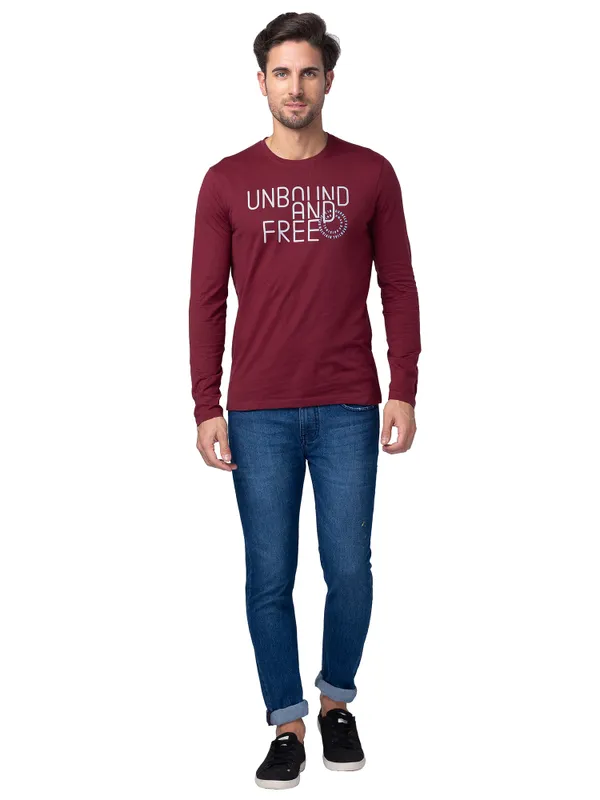 Being Human Regular Fit Men Crew Neck T-Shirts-Zinfandel