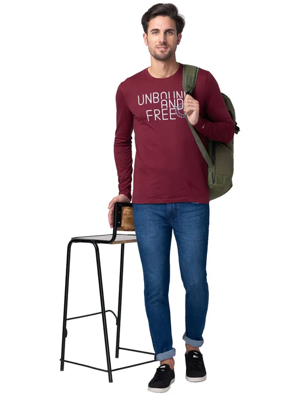 Being Human Regular Fit Men Crew Neck T-Shirts-Zinfandel