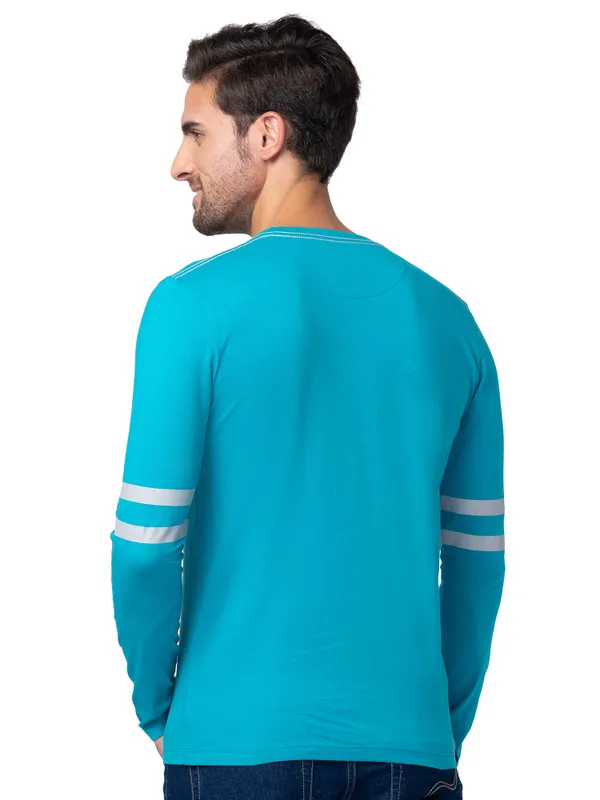 Being Human Regular Fit Men Crew Neck T-Shirts-Lake Blue