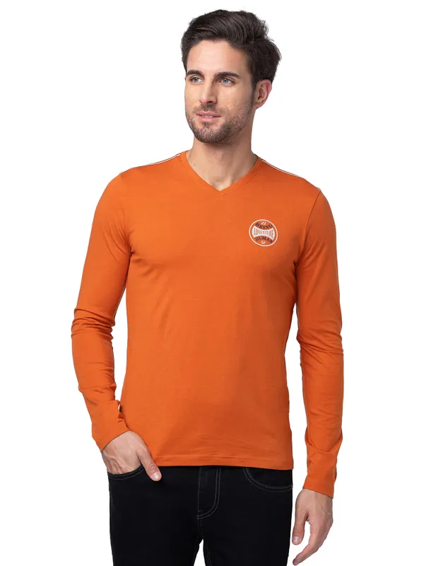 Being Human Regular Fit Men Crew Neck T-Shirts-Gold Flam