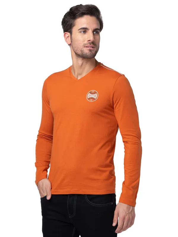 Being Human Regular Fit Men Crew Neck T-Shirts-Gold Flam