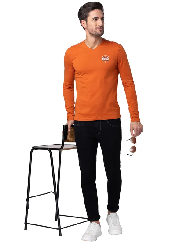 Being Human Regular Fit Men Crew Neck T-Shirts-Gold Flam