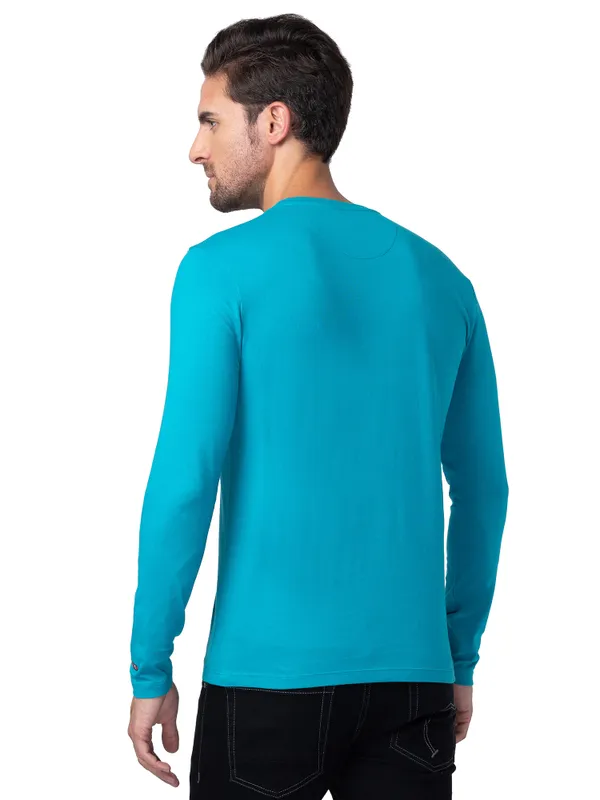 Being Human Regular Fit Men Crew Neck T-Shirts-Lake Blue
