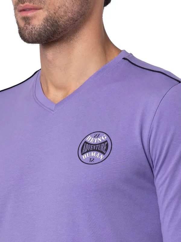 Being Human Regular Fit Men Crew Neck T-Shirts-Paisley Purple