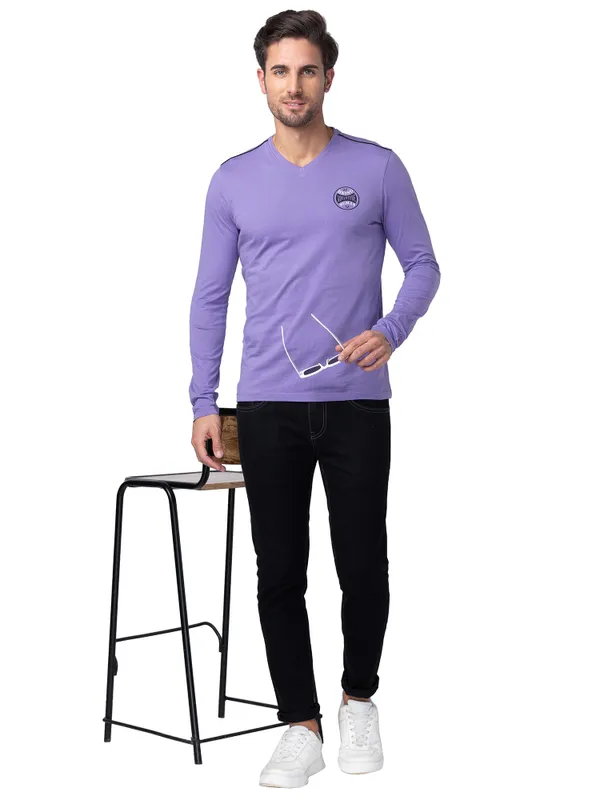 Being Human Regular Fit Men Crew Neck T-Shirts-Paisley Purple