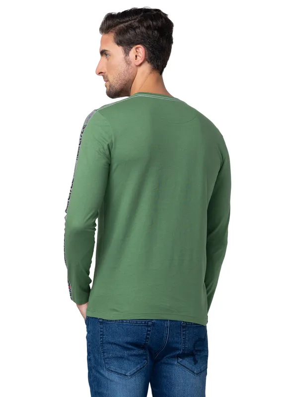 Being Human Regular Fit Men Crew Neck T-Shirts-Artichoke Green