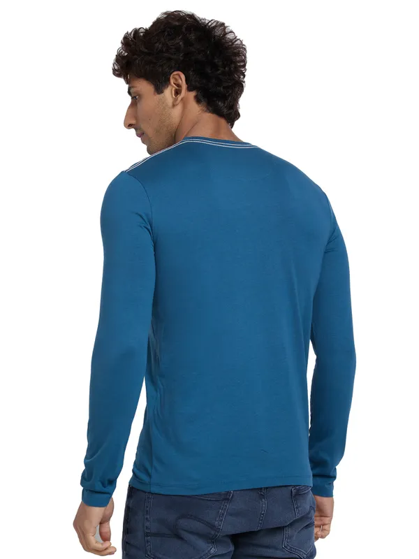 Being Human Regular Fit Men Crew Neck T-Shirts-Blue Coral