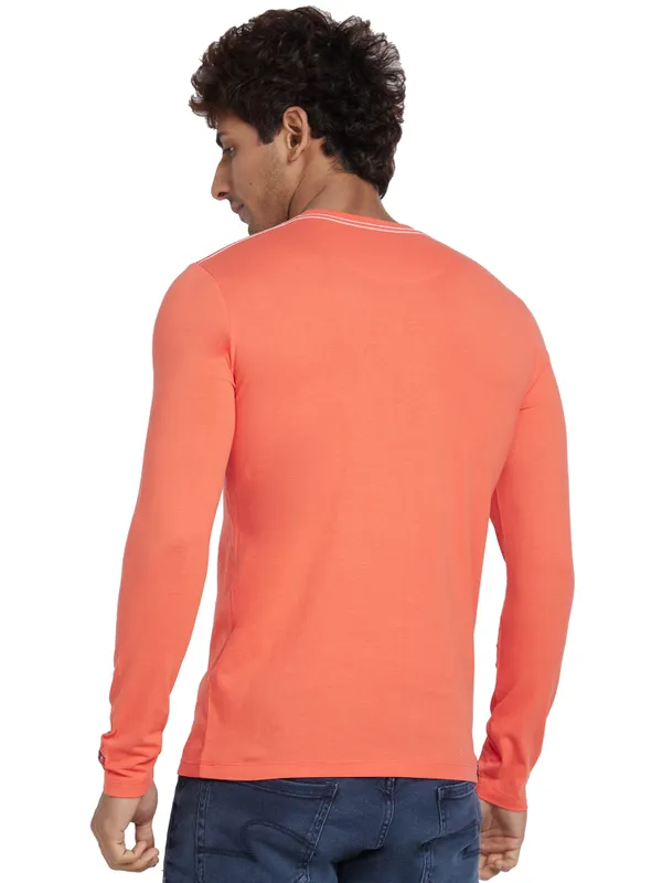 Being Human Regular Fit Men Crew Neck T-Shirts-Hot Coral