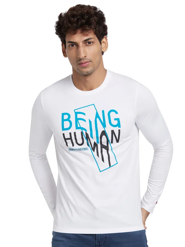 Being Human Regular Fit Men Crew Neck T-Shirts-White