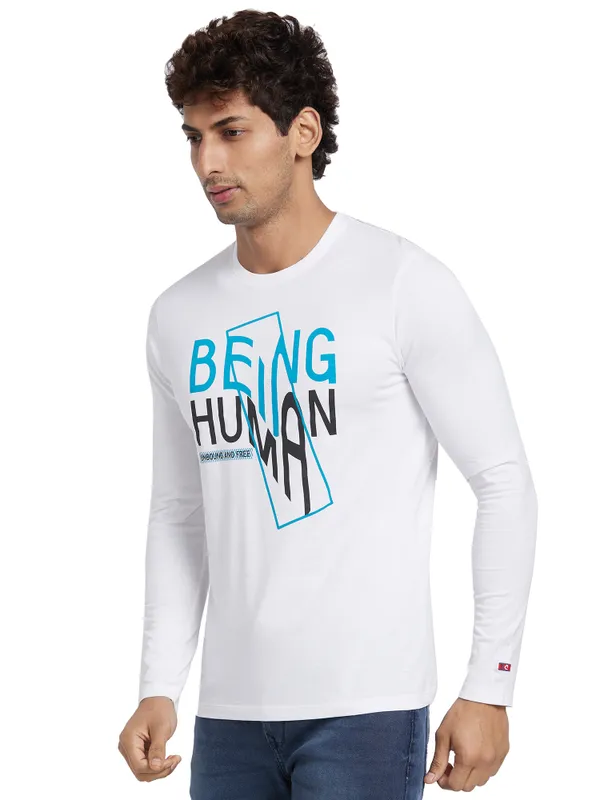 Being Human Regular Fit Men Crew Neck T-Shirts-White
