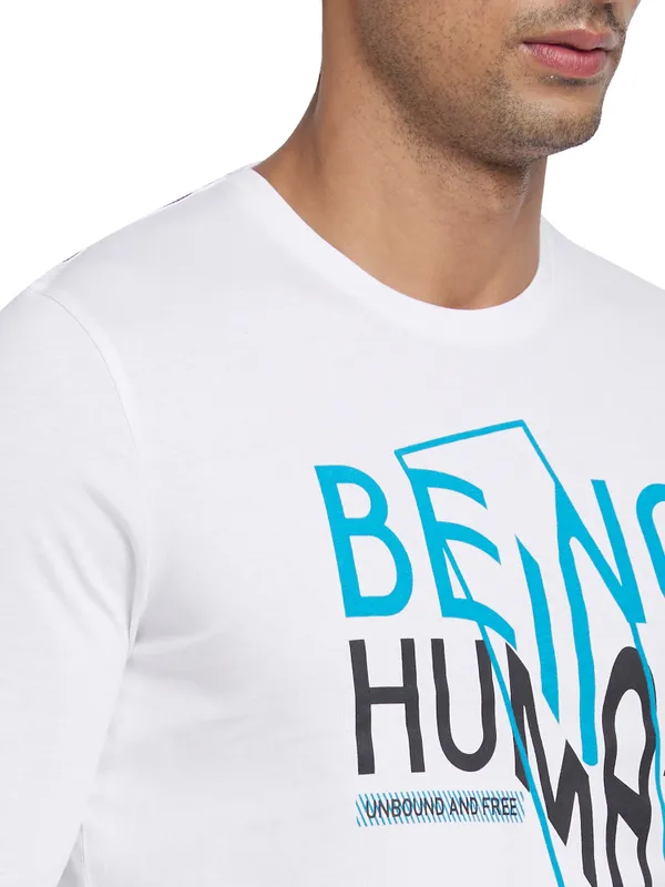 Being Human Regular Fit Men Crew Neck T-Shirts-White