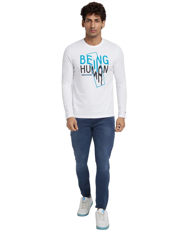 Being Human Regular Fit Men Crew Neck T-Shirts-White