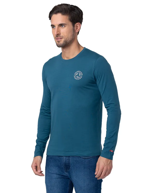 Being Human Clothing Men Regular Fit Crew Neck T-Shirts-Blue Coral