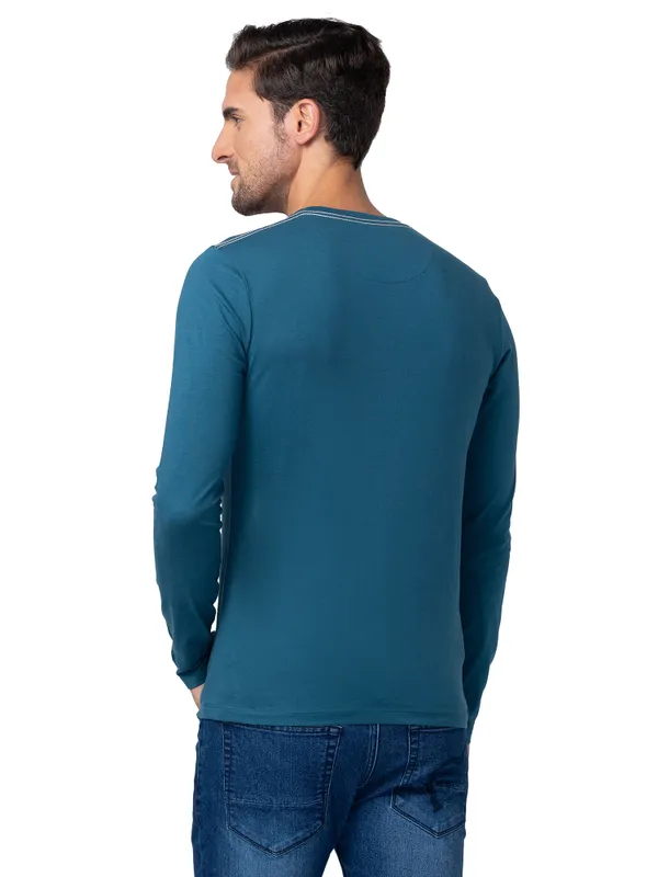 Being Human Clothing Men Regular Fit Crew Neck T-Shirts-Blue Coral