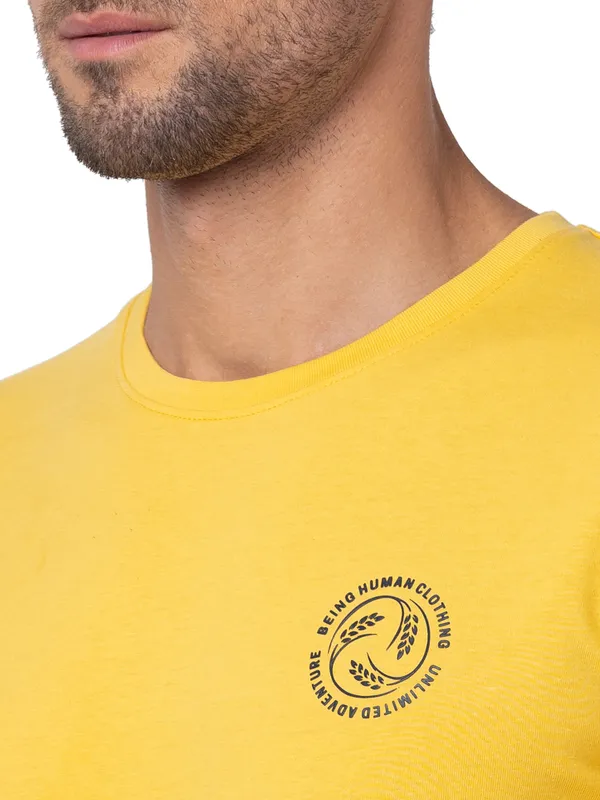 Being Human Clothing Men Regular Fit Crew Neck T-Shirts-Mimosa